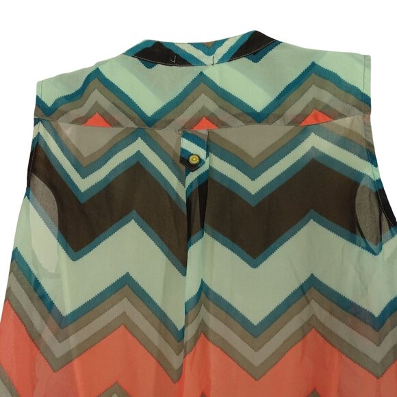 Rue21 Chevron Print Sleeveless Blouse Women Size XL Multicolor Sheer - Picture 4 of 8